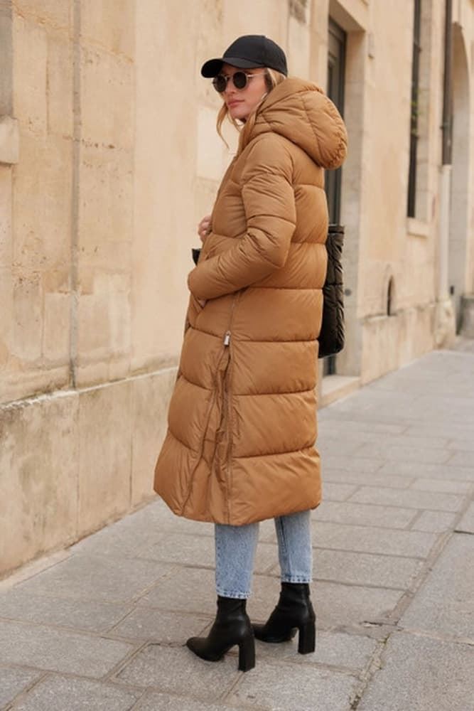 Abrigo acolchado camel - Imagen 4
