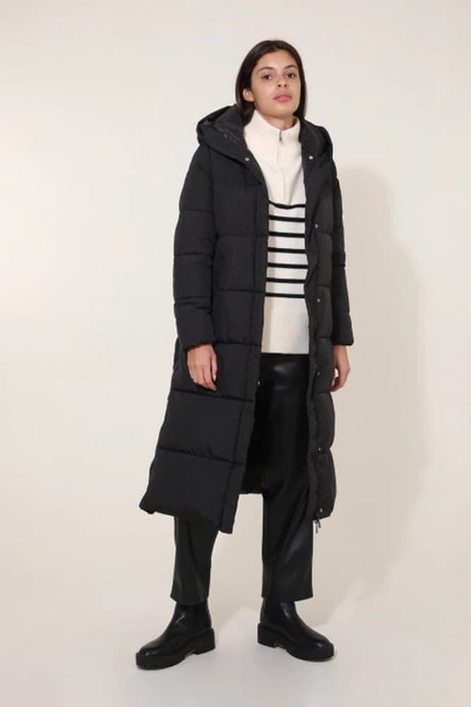 Abrigo acolchado con capucha negro - Imagen 1
