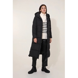 Abrigo acolchado con capucha negro - Imagen 1