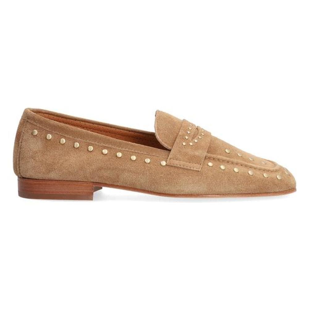 Alpe_ Mocasin tachuelas serraje beige - Imagen 1