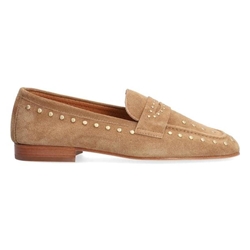 Alpe_ Mocasin tachuelas serraje beige - Imagen 1