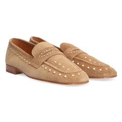 Alpe_ Mocasin tachuelas serraje beige - Imagen 2