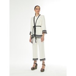 Arggido_ Kaftan pasamanería blanco - Imagen 1