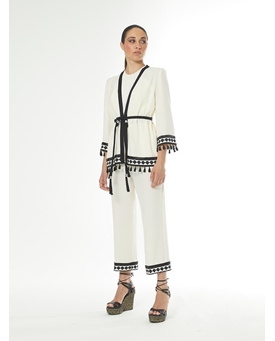 Arggido_ Kaftan pasamanería blanco - Imagen 1