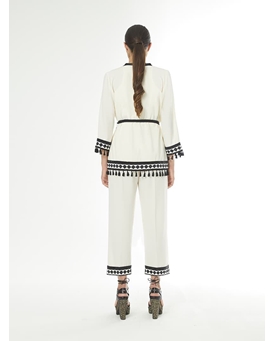 Arggido_ Kaftan pasamanería blanco - Imagen 2