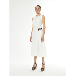 Arggido_ Vestido midi blanco tableado - Imagen 1