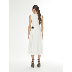 Arggido_ Vestido midi blanco tableado - Imagen 2