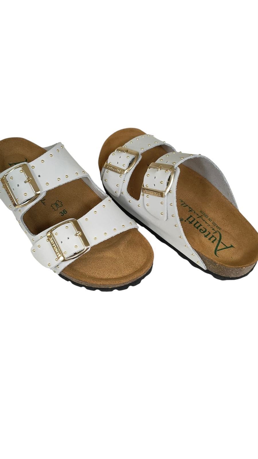 Autenti_ Sandalia bio piel blanca con tachuelas - Imagen 2