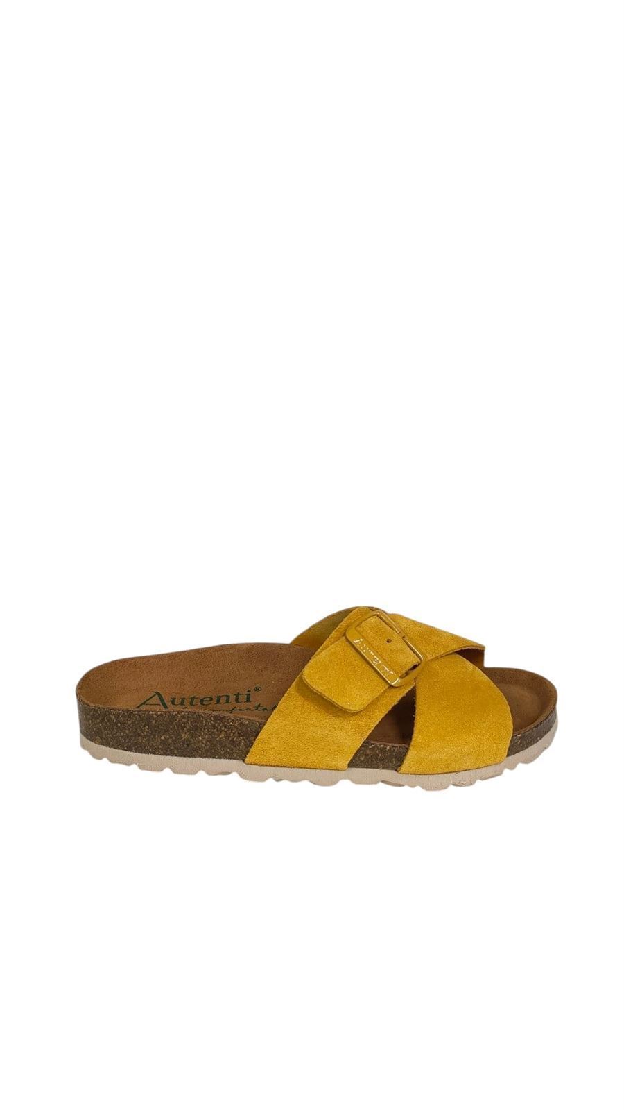 Autenti_ Sandalia tipo bio cruzada mostaza - Imagen 1