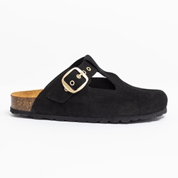 Autenti_ Zueco bio aberturas serraje negro - Imagen 1