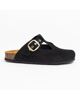 Autenti_ Zueco bio aberturas serraje negro - Imagen 1