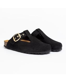 Autenti_ Zueco bio aberturas serraje negro - Imagen 2