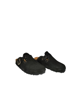 Autenti_ Zueco serraje negro tachuelas dorado - Imagen 2