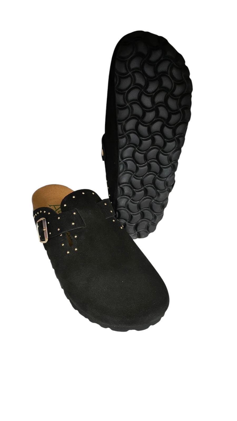 Autenti_ Zueco serraje negro tachuelas dorado - Imagen 5