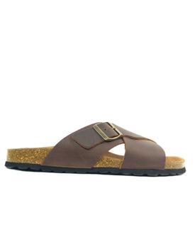 Autenti_ Sandalia cruzada marrón hombre - Imagen 1