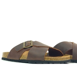 Autenti_ Sandalia cruzada marrón hombre - Imagen 2