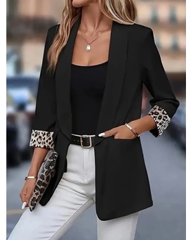 Blazer negra animal print - Imagen 1