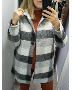 Buddyblue_ Abrigo cuadros gris - Imagen 2