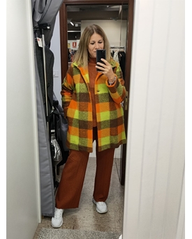 Buddyblue_ Abrigo cuadros marrón - Imagen 1