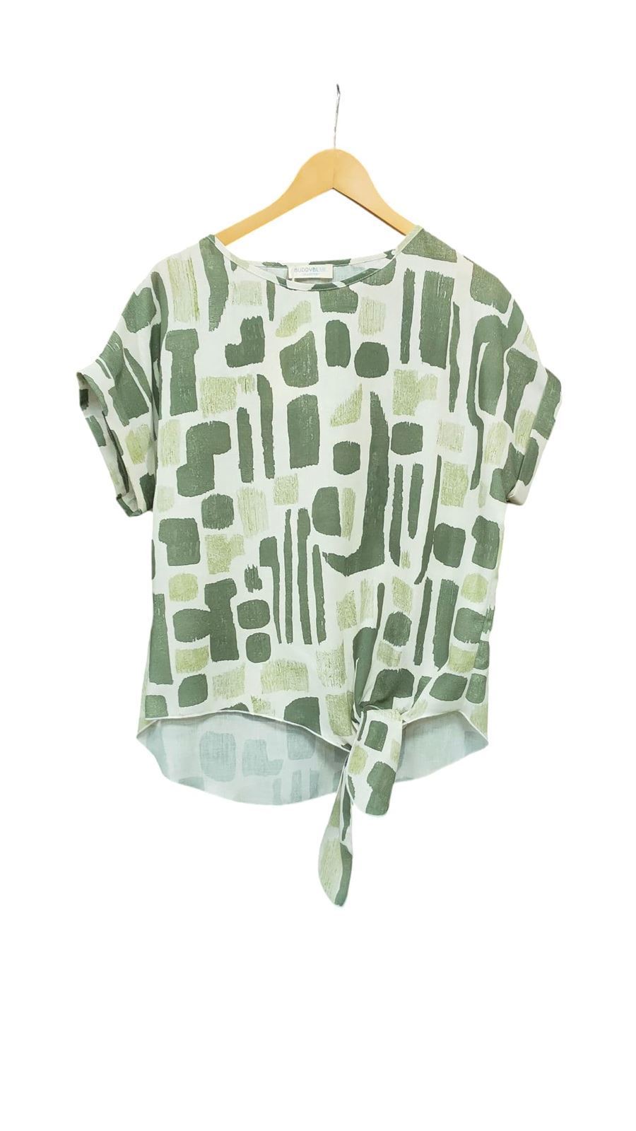 Buddyblue_ Blusa anudada estampado manchas - Imagen 1