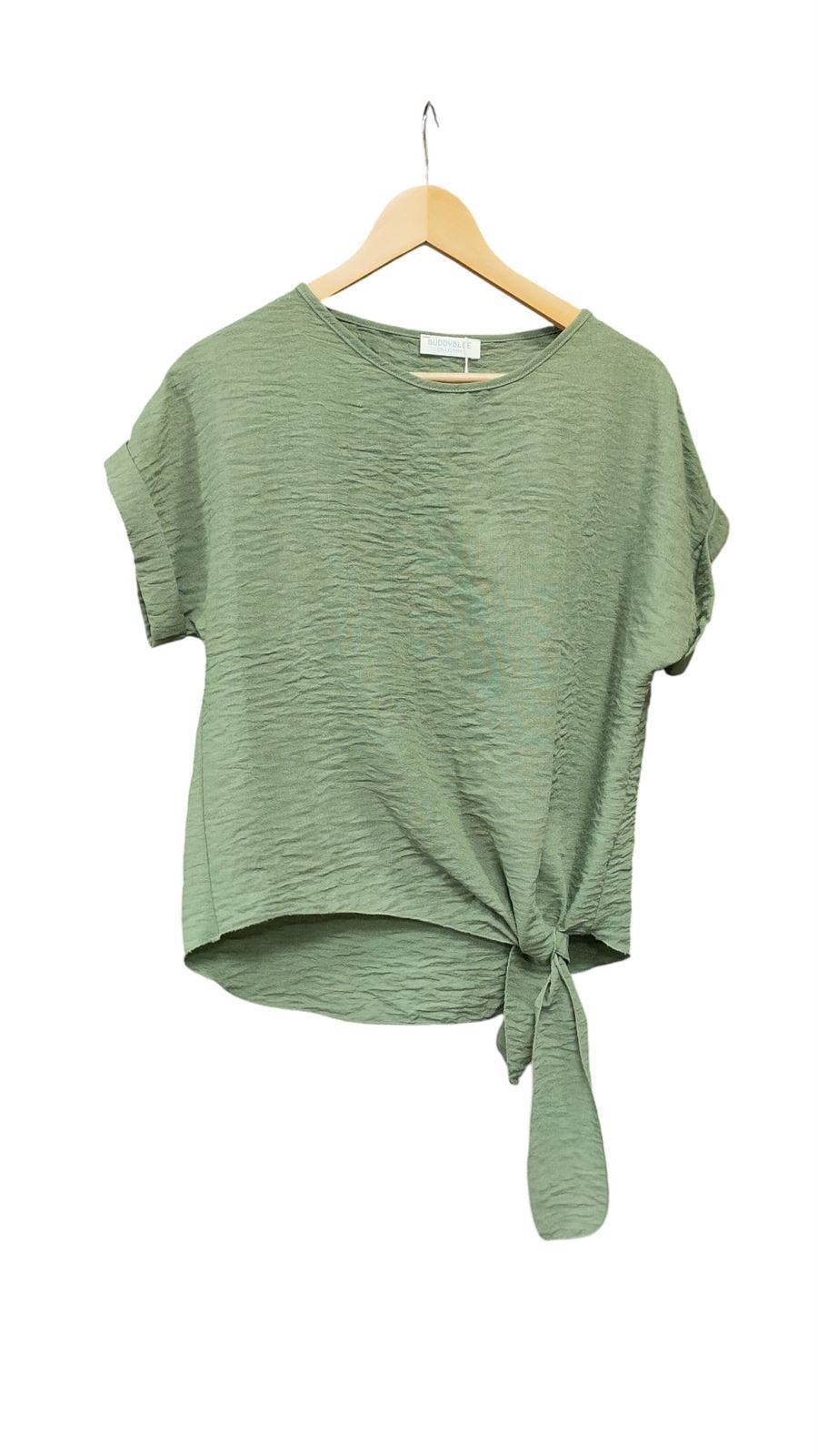 Buddyblue_ Blusa anudada kaki - Imagen 3