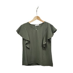 Buddyblue_ Blusa volantes kaki - Imagen 1