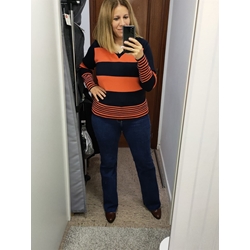 Buddyblue_ Jersey cuello pico rayas colores - Imagen 1