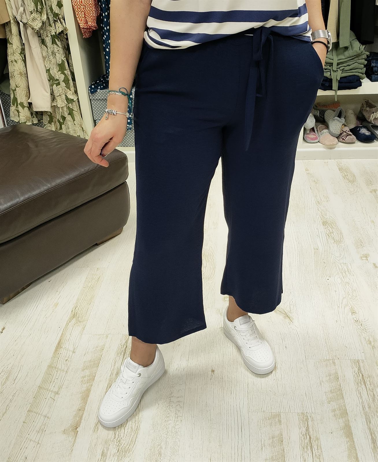 Buddyblue_ Pantalón ancho aberturas navy - Imagen 2