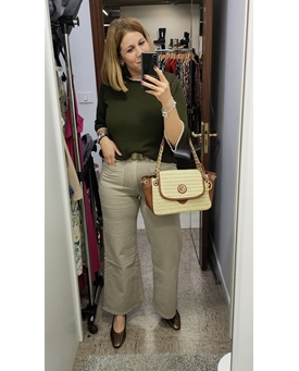 Buddyblue_ Pantalón ancho tostado con bolsillos - Imagen 1