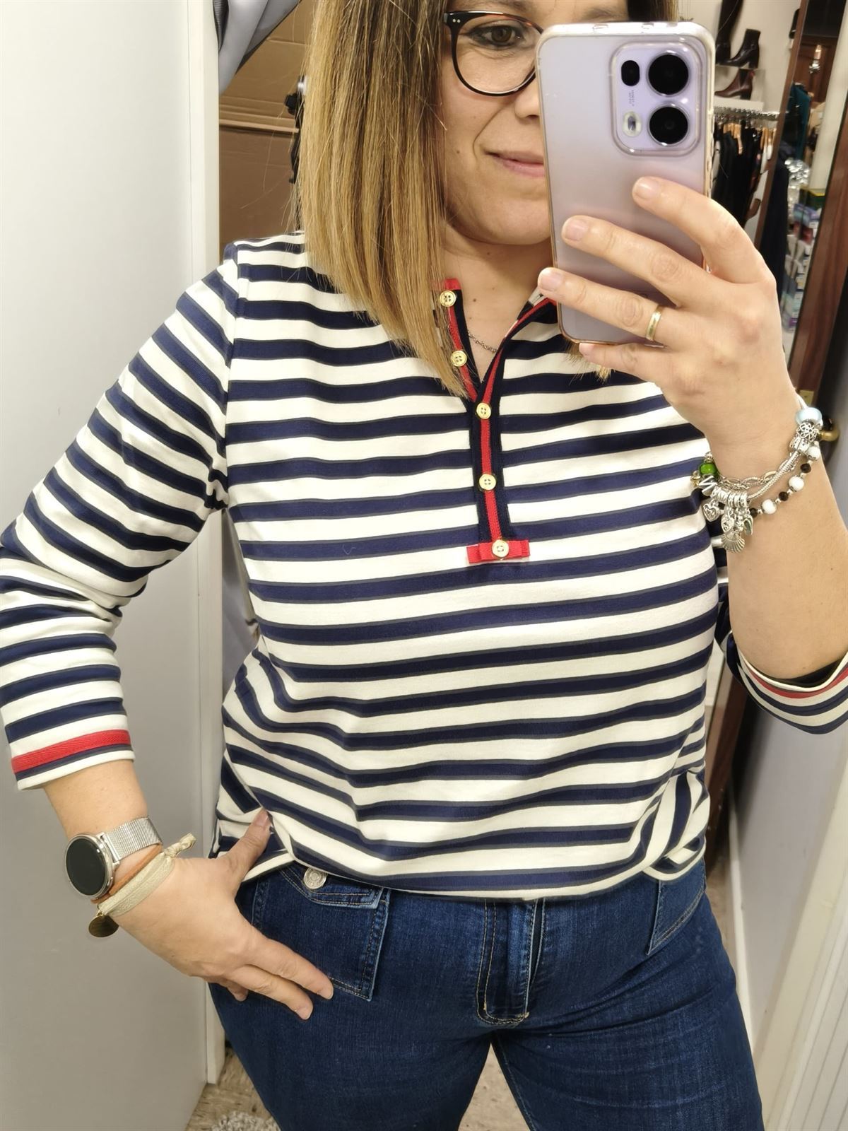 Camiseta tipo sudadera rayas marineras - Imagen 1