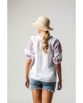 Carabo_ Blusa étnica detalles rojo - Imagen 2