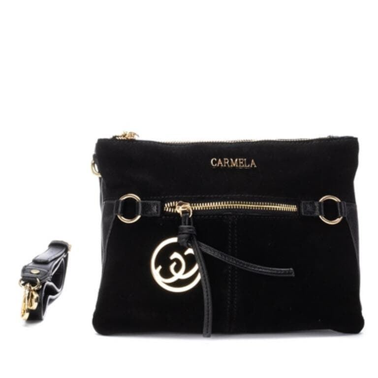 Carmela_ Bolso bandolera serraje negro - Imagen 1