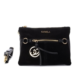 Carmela_ Bolso bandolera serraje negro - Imagen 1