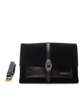 Carmela_ Bolso piel bandolera serraje negro - Imagen 1