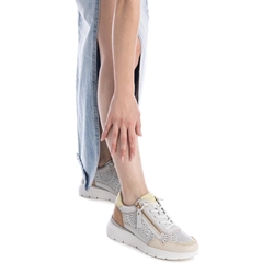 Carmela_ Deportivo cuña piel blanca - Imagen 2