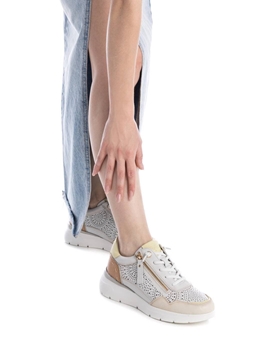 Carmela_ Deportivo cuña piel blanca - Imagen 2