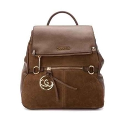 Carmela_ Mochila piel y serraje en camel - Imagen 1