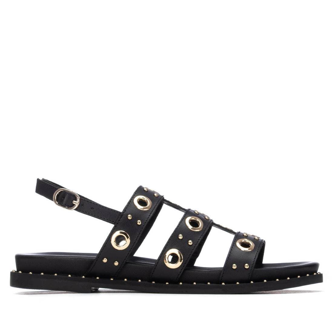 CARMELA_ Sandalia piel negra tachas - Imagen 1