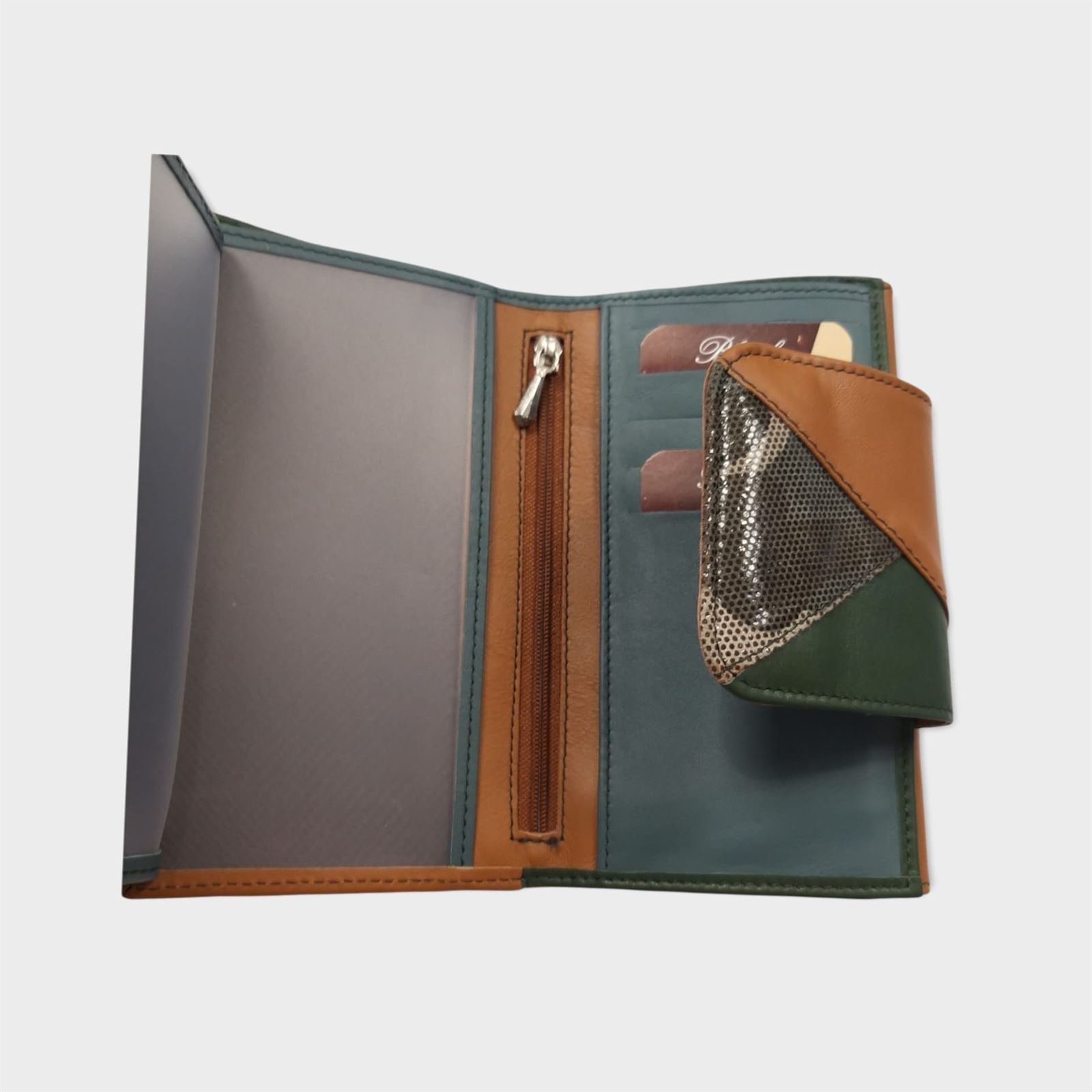 Cartera verde piel - Imagen 3