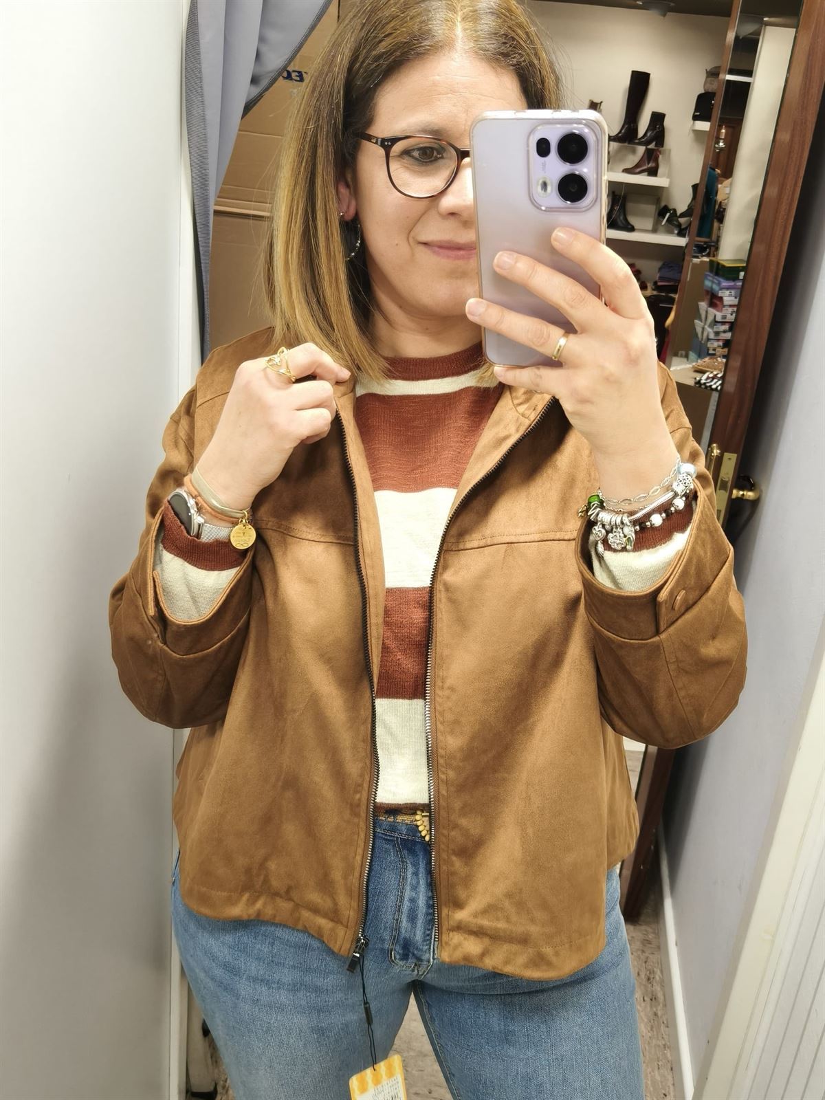 Cazadora antelina marrón - Imagen 1