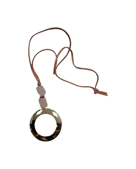 Colgante cordón rosa aro - Imagen 1