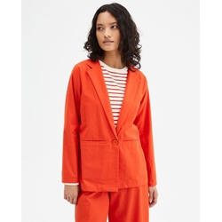 Compañía Fantástica_ Blazer de algodón con cuello solapa rojo - Imagen 1