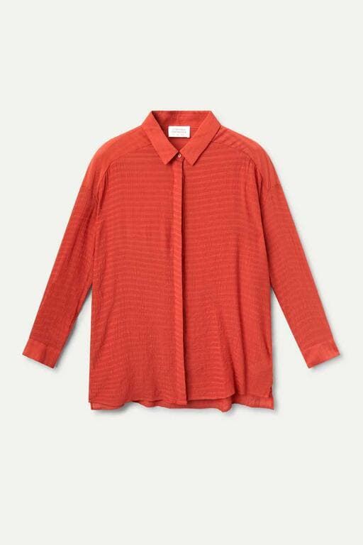 Compañía Fantástica_ Camisa oversize fluida naranja - Imagen 6