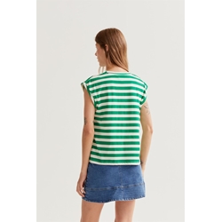 Compañía Fantástica_ Camiseta rayas verde tulipan bordado - Imagen 2