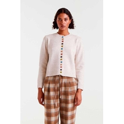 Compañia Fantástica_ Cardigan de punto crudo cuello redondo - Imagen 1