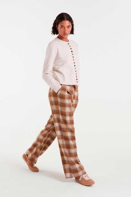 Compañia Fantástica_ Cardigan de punto crudo cuello redondo - Imagen 5