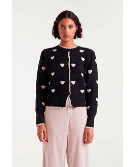 Compañía Fantástica_ Cardigan jacquard con detalles corazon - Imagen 1