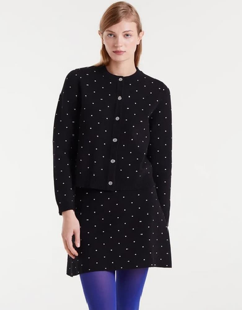 Compañía Fantástica_ Cárdigan jacquard con mini puntos blancos - Imagen 1