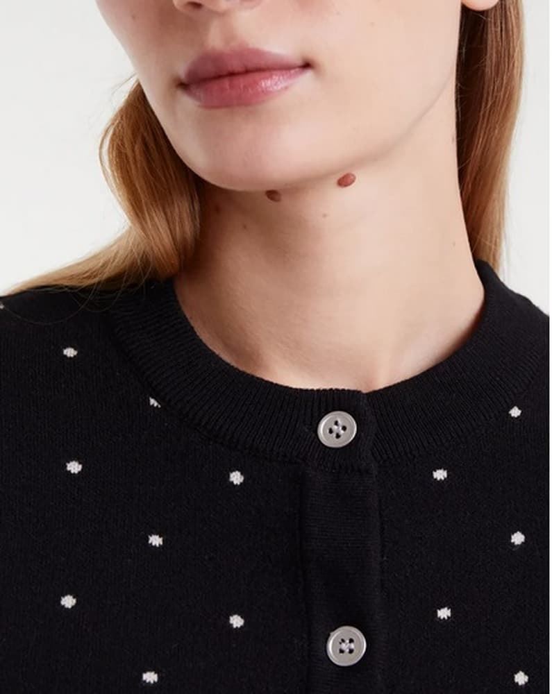 Compañía Fantástica_ Cárdigan jacquard con mini puntos blancos - Imagen 3