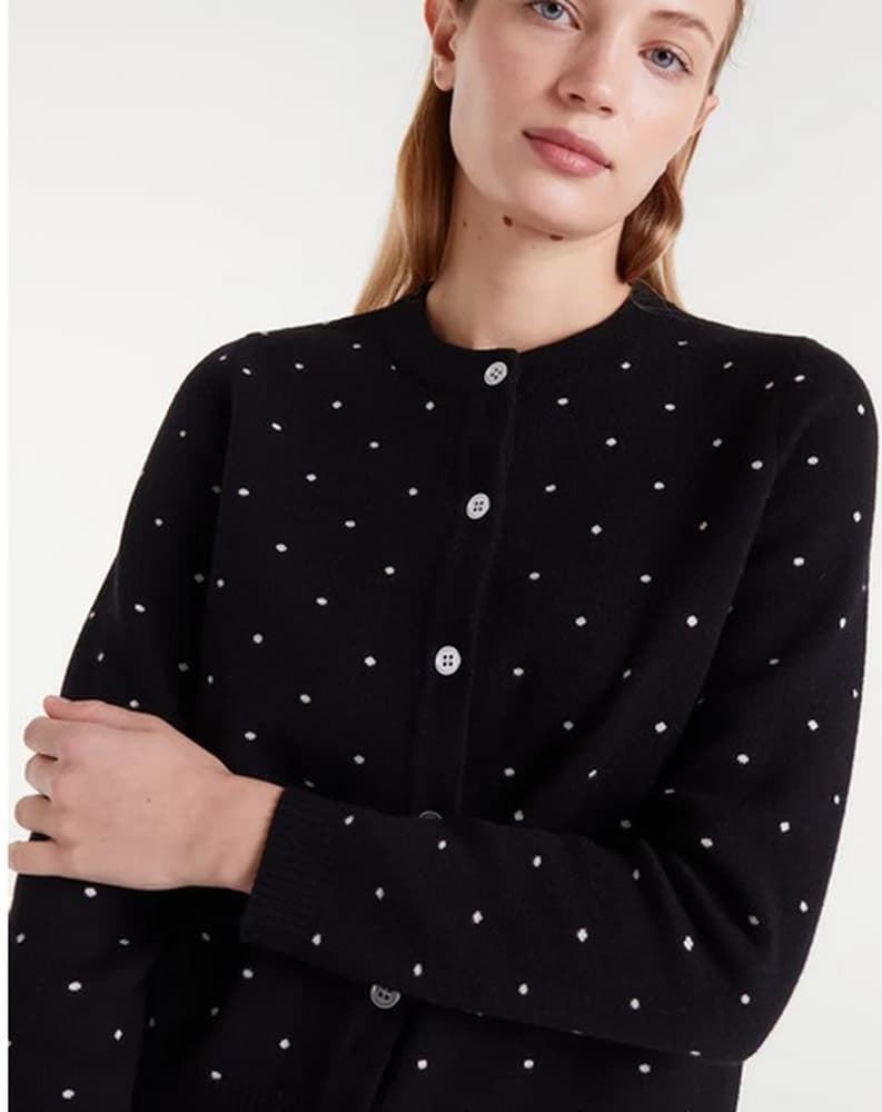 Compañía Fantástica_ Cárdigan jacquard con mini puntos blancos - Imagen 4